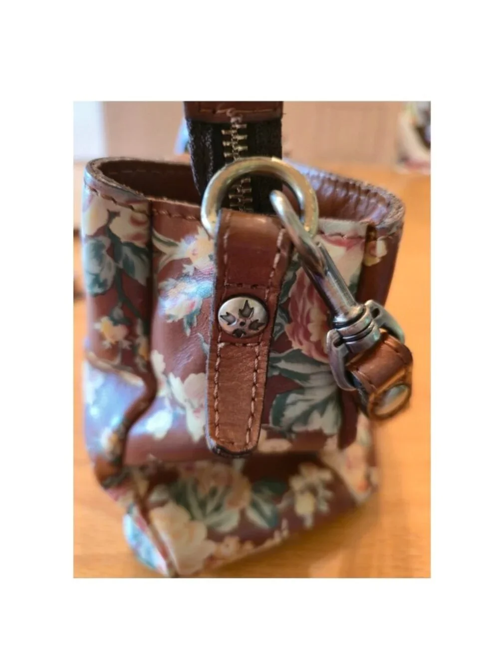 Patricia Nash Norcia Leather Crossbody Coin Zip Pouch VINTAGE BOTANICAL